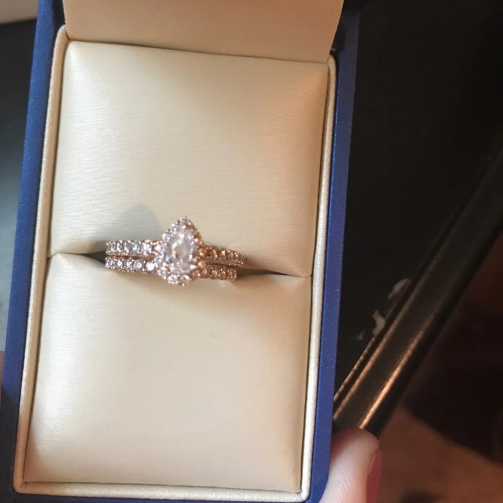 Custom rose gold tear drop ring